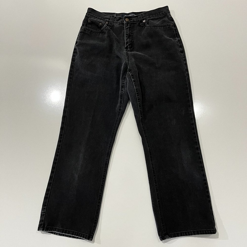 Bill Blass Perfect Fit Jeans Women's Black Straight Leg Cotton Size 6